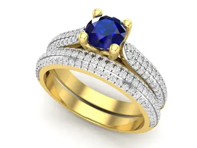 AV 692 Diamond Bridal Engagement Ring With Matching Band 3D print model