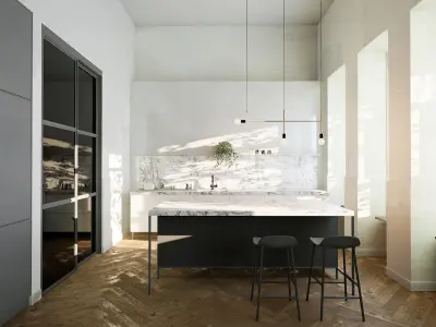 Modern residential interior 02 UE5 Low-poly 3D model