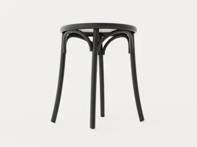 No 60 Stool Rattan - Black Low-poly 3D model
