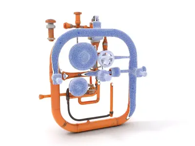 Copper Steampunk Mechanism model pack Low-poly 3D model