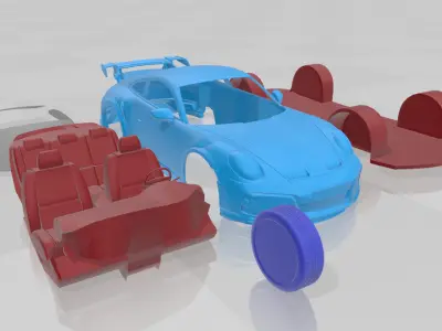 Porsche 911 TECHART GTstreet R 2022 - Separate Parts 3D Model 3D print model