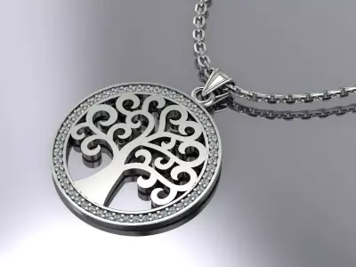 Tree Elengant Pendant Jewelry Gold 3D print model