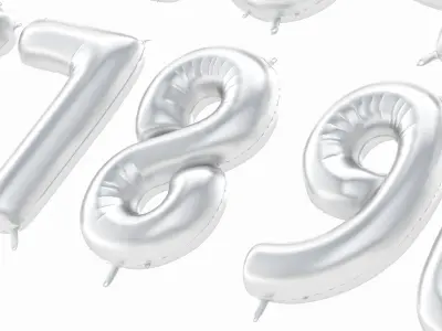 Balloon Numbers Silver Color 3D model