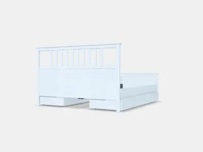 HEMNES Bed frame with 4 storage boxes 3 Low-poly 3D model