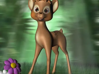 Cartoon Deer Rigged Low-poly 3D model