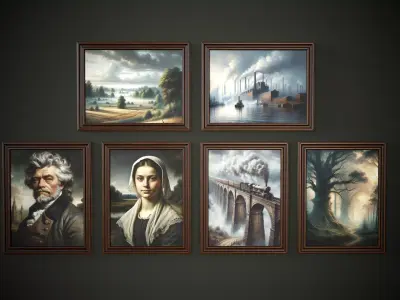 Vintage paintings Low-poly 3D model