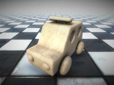 Police Car Toy Light Wood LP and HP Game Ready PBR Low-poly 3D model