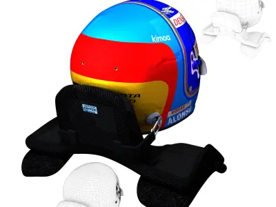 Alonso WEC helmet 2018 Low-poly 3D model