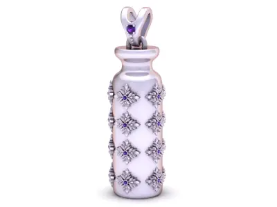Elegant Floral Bottle Pendant  3D Printable Jewelry 3D print model