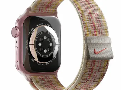Apple Watch Series 9 Nike Sport Loop Starlight Pink 3D model