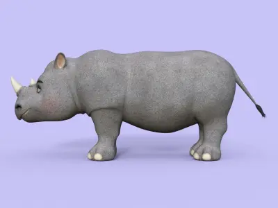 Cartoon Rhino Rigged 3D model