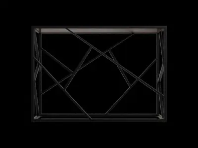 Stained Wooden Black Metal Console Table 3D model