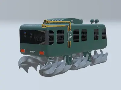Auger train with spikes Free low-poly 3D model