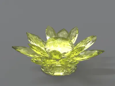 Glass Flower Showpiece Yellow Low-poly 3D model