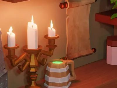 FREE-LOW POLY-COLORIZED-3 Models-Rustic Tavern Asset Pack Free low-poly 3D model