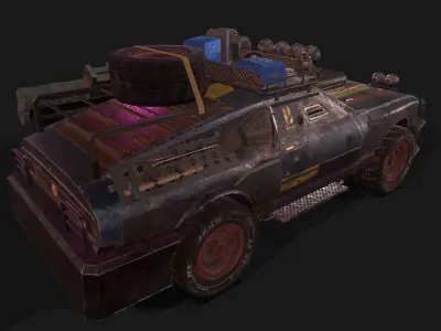 CAR12 old car with gun Low-poly 3D model