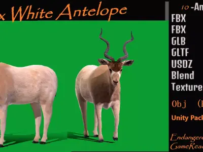Addax White Antelope Low-poly 3D model