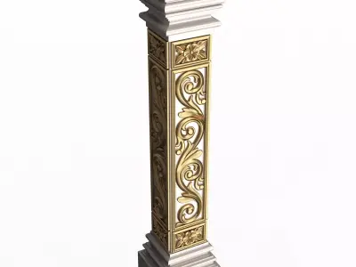 Stair Baluster 01 White Low-poly 3D model
