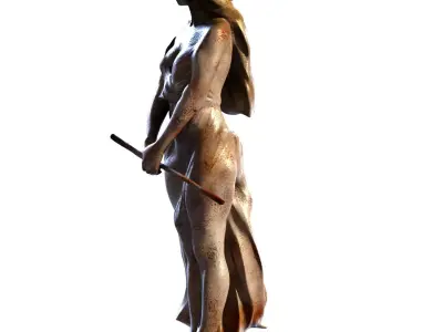 Standing Girl Statue set 767 Low-poly 3D model