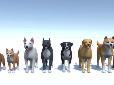 Cartoon Dogs Pack Low-poly 3D model
