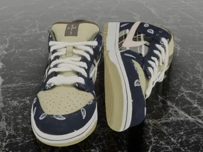 TRAVIS SCOTT X NIKE SB DUNK LOW JACKBOYS 3D SHOES Low-poly 3D model