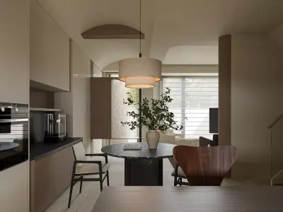 Living Room and Kitchen Scene for Cinema 4D and Octane Render 3D model