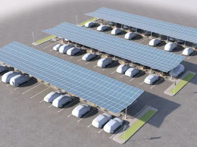 Solar battery charging parking 3D model