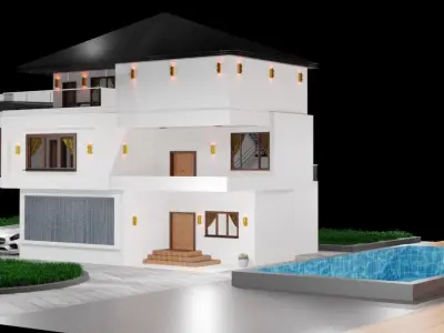Blender Eevee Modern House 3D Model With Interior 3D model