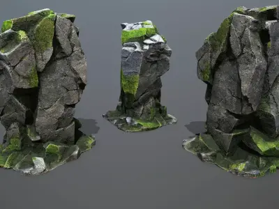forest rocks Low-poly 3D model