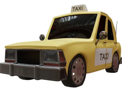 Collection  Cars  Toon Police Taxi Low-poly 3D model