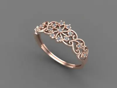 Women Ring Diamond Stone STL 3DM Lightweight Printable 3D print model 44