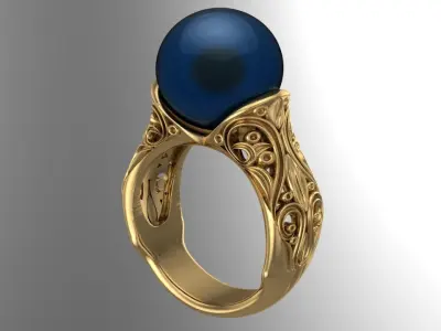 free simple pearl ring Free 3D print model