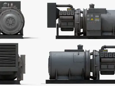 Industrial Generator Low-poly 3D model