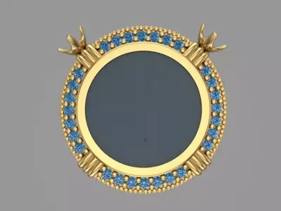 simple circular pearl with diamonds 3D print model