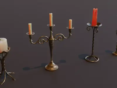 Candlestick collection set of candlesticks Low-poly 3D model