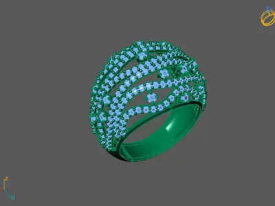 STL 3DM Print Ready Women Diamond Ring Lightweight Printable  3D print model 166