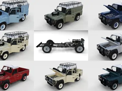 Full Land Rover Defender Pack with chassis and interior 3D model