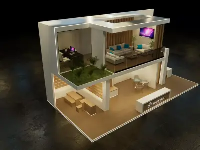 Double decker booth 3D Model 12m x 6 m  - 72 square meters  3D model