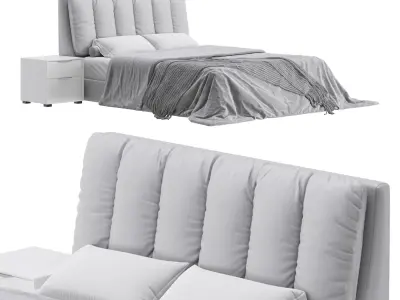 White Modern Twin Bed 3D model