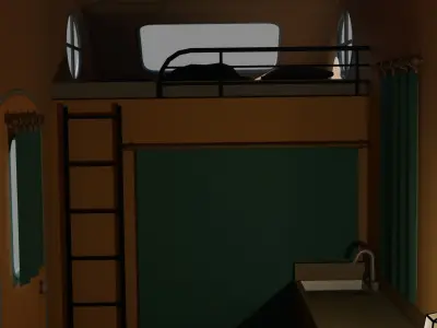 Stylized furnished Caravan-Camper 3D model