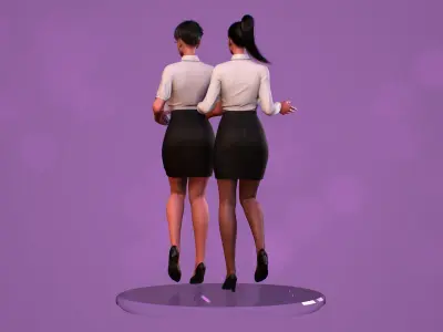 Office Girl-Cute Stylized Character Cartoon Casual Low-poly 3D model