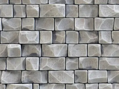 Stone wall rock brick n2 3D model
