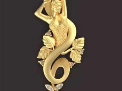 Angel pendante Sculpture jewelry gold 3D print model