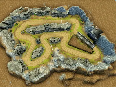 Race Track Mountain Valley Environment Low-poly 3D model