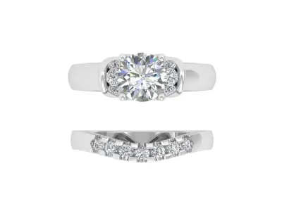  Solitair Ring Bridal Set 3D print model