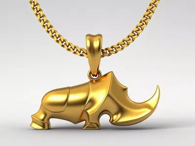Rhinoceros pendant charms - one inch pendant 3D print model