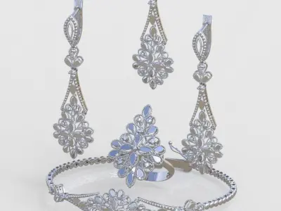 Ring Bracelet Earring and Pendant Set 3D printable model 0024 3D Model Pack