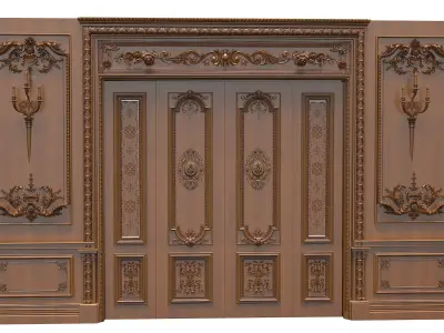 Classic Door Royal style gold plated 2 3D model