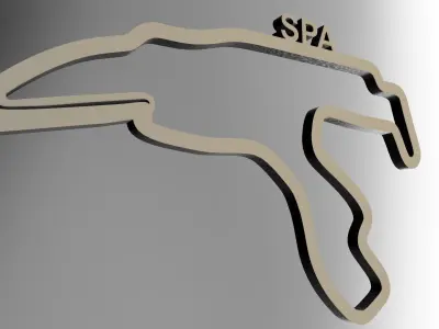 F1 SPA Race Track Wall Art Decor STL OBJ FBX File  Fusion 360 3D print model