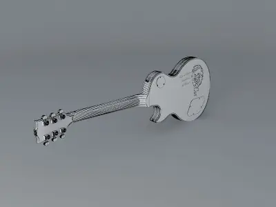 White Les Paul guitar Free 3D model